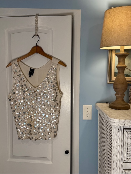 Vintage Tops - Dué Per Dué Silk and Mother of Pearl and Beaded Top